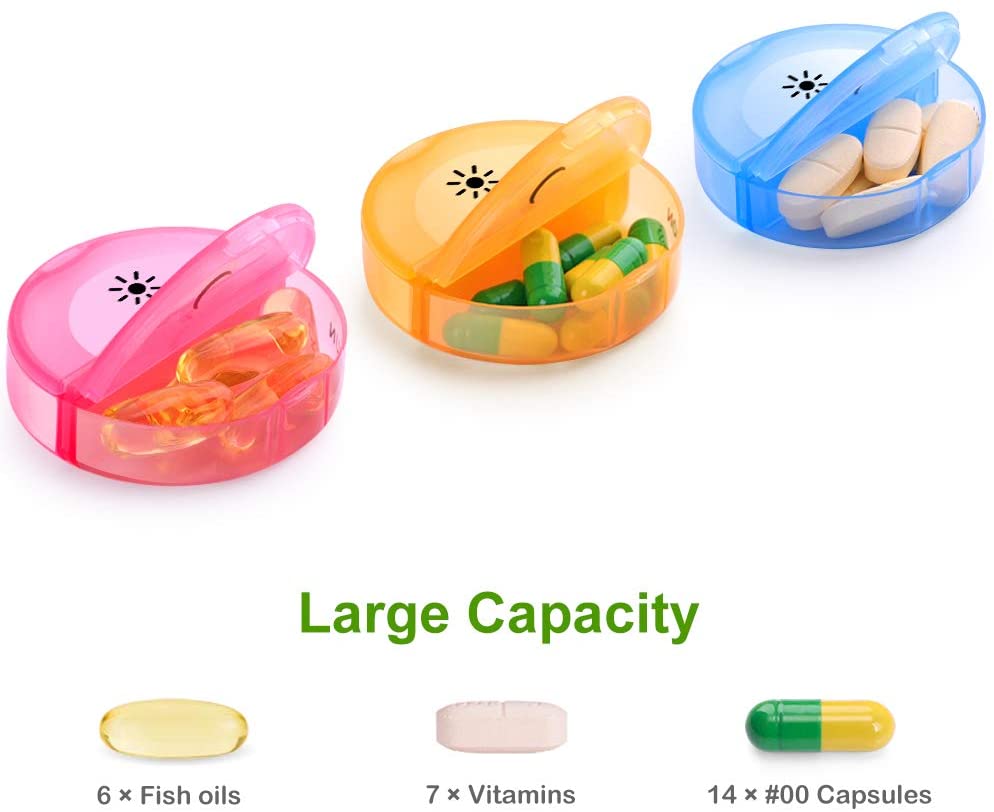 Penyelenggara Pil Plastik Harian Hitam Portabel untuk Vitamin